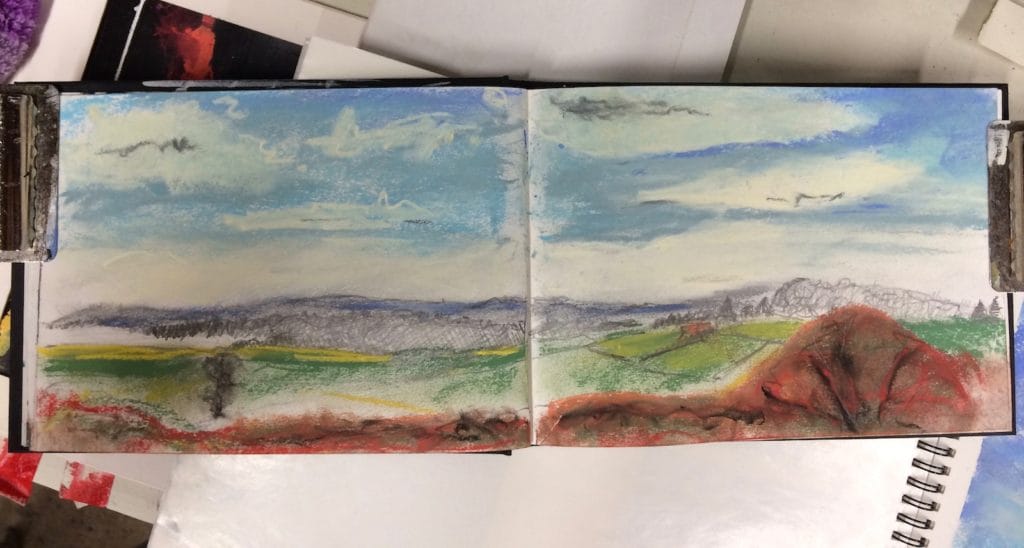 Landscape pastel painting.