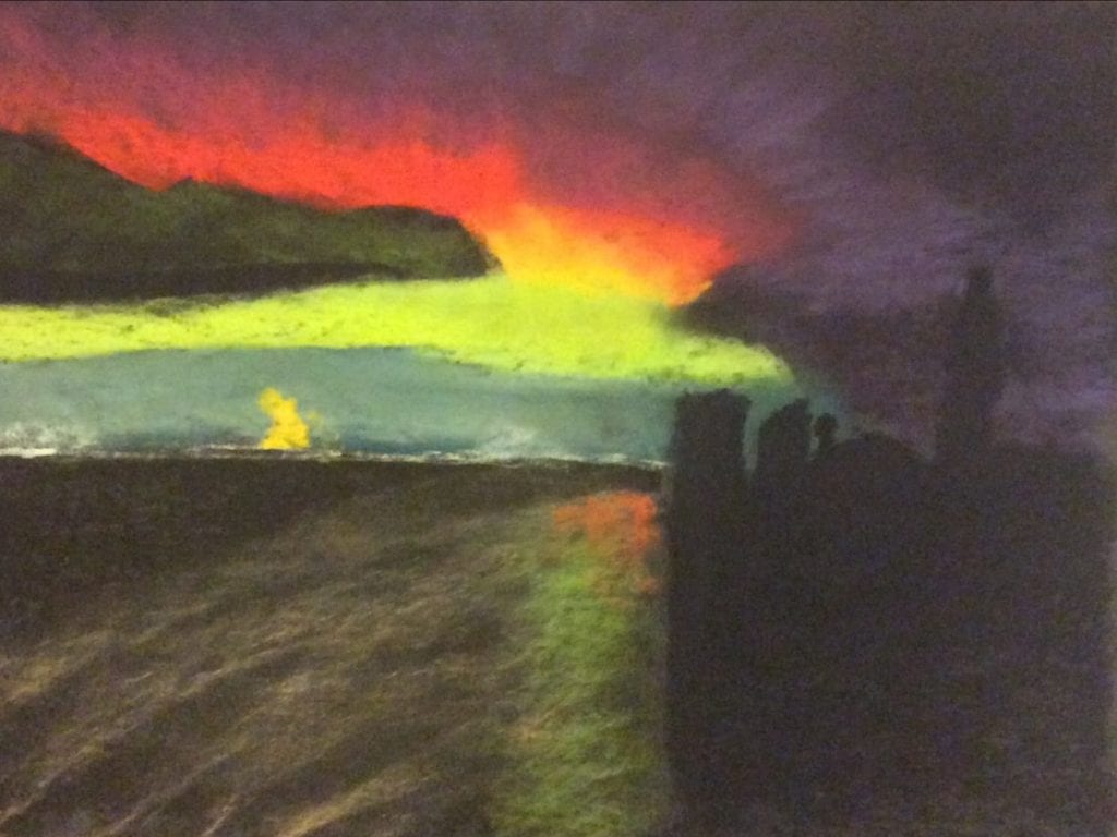 Un ciel rougeoyant en Islande, peu après le coucher du soleil.