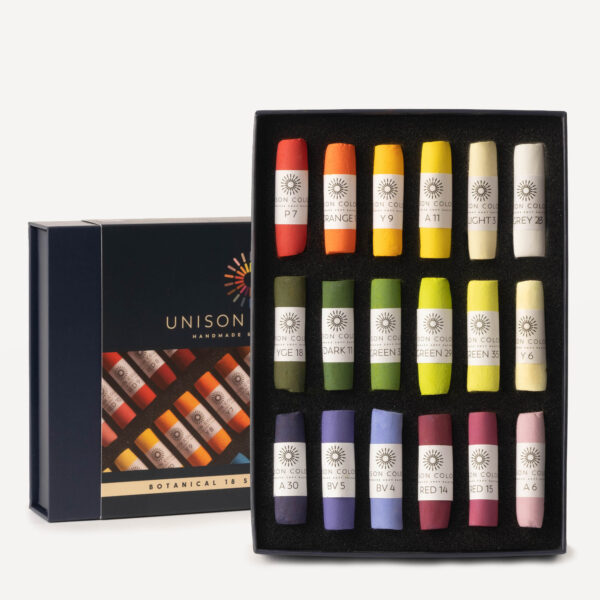 The Botanical 18 Soft Pastel set on display with open and closed box.