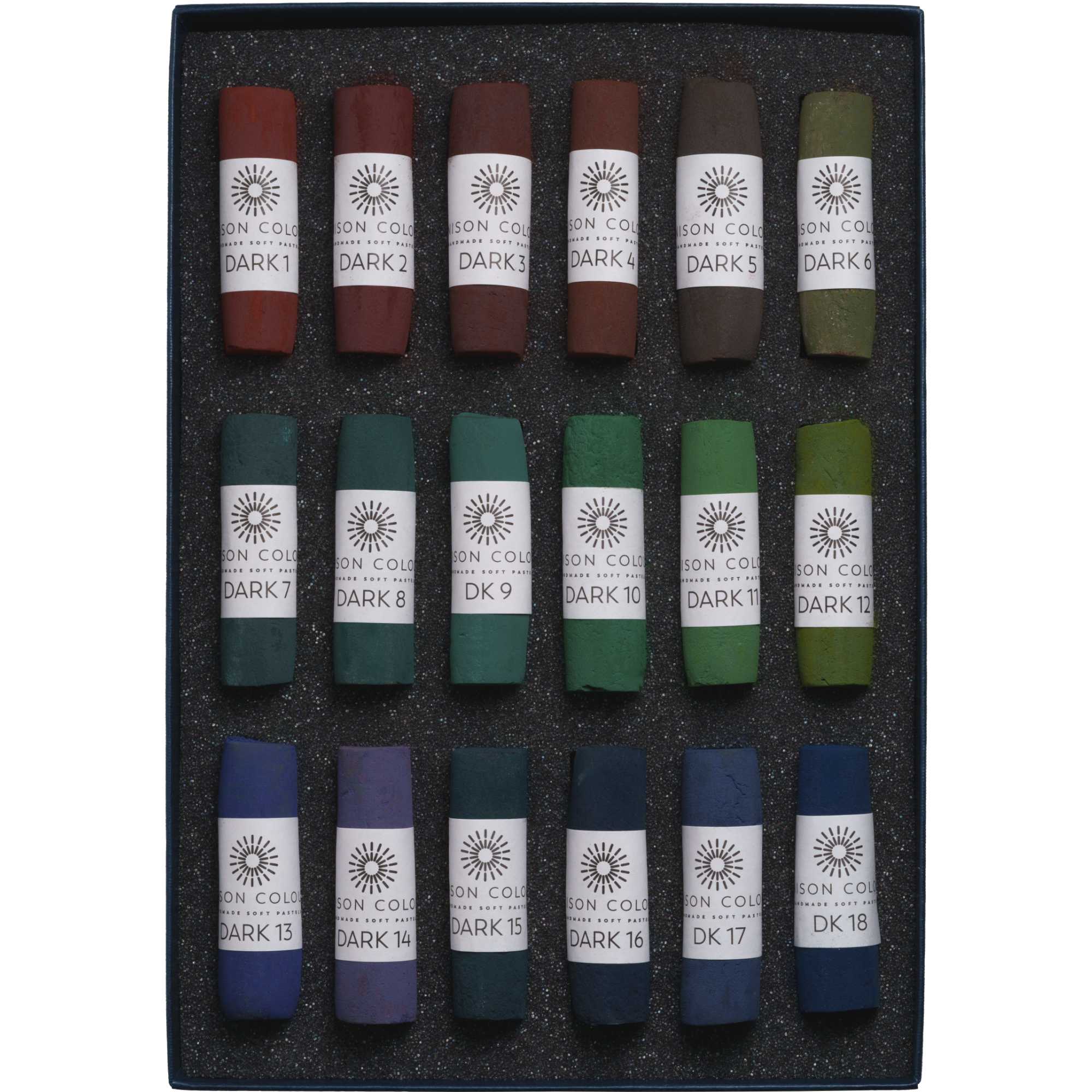 Open box of Dark 1-18 Soft Pastel Set.