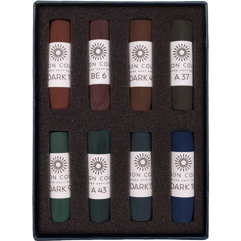 Open box of Dark 8 Soft Pastel set.
