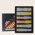 Showcase of the Landscape 72 Soft Pastel set with an open and closed box of the set.