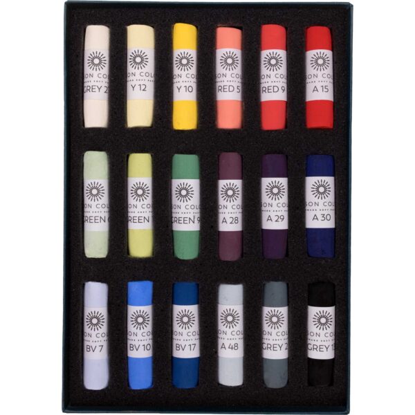 Open box of Starter 18 soft pastel set.