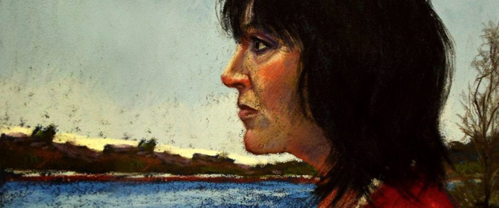 Self portrait in pastel, by Lynn Howarth.