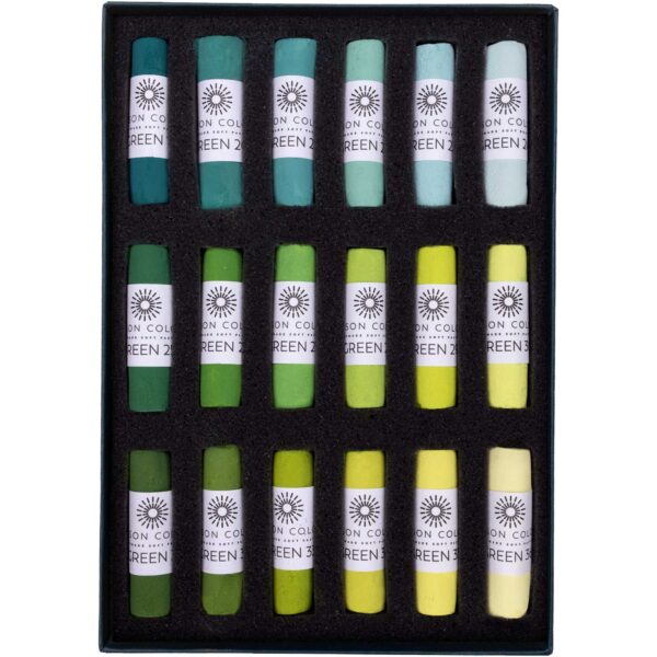 Open box of Green 19-36 Soft Pastel Set.