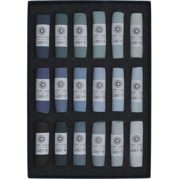 Open box of Grey 1-18 Soft Pastel set.