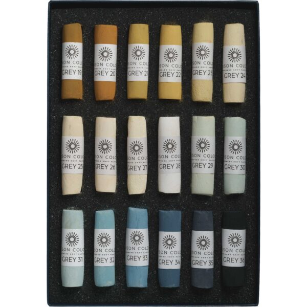 Open box of Grey 19-36 Soft Pastel Set.
