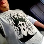 Nigel wearing one of the t-shirts he has designed