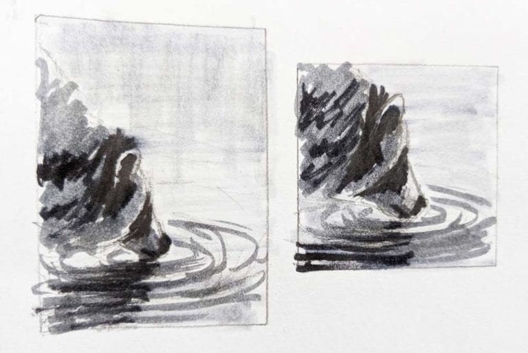 Sketches of the raccoon paintings