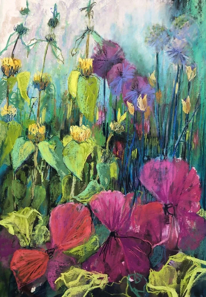 Garden Epiphany, pastel painting by Judy Tate.