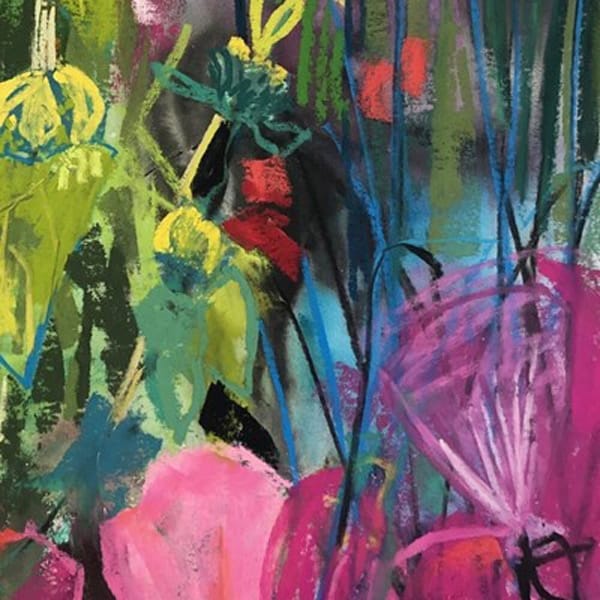 A small section of Judy's painting, Garden Epiphany.