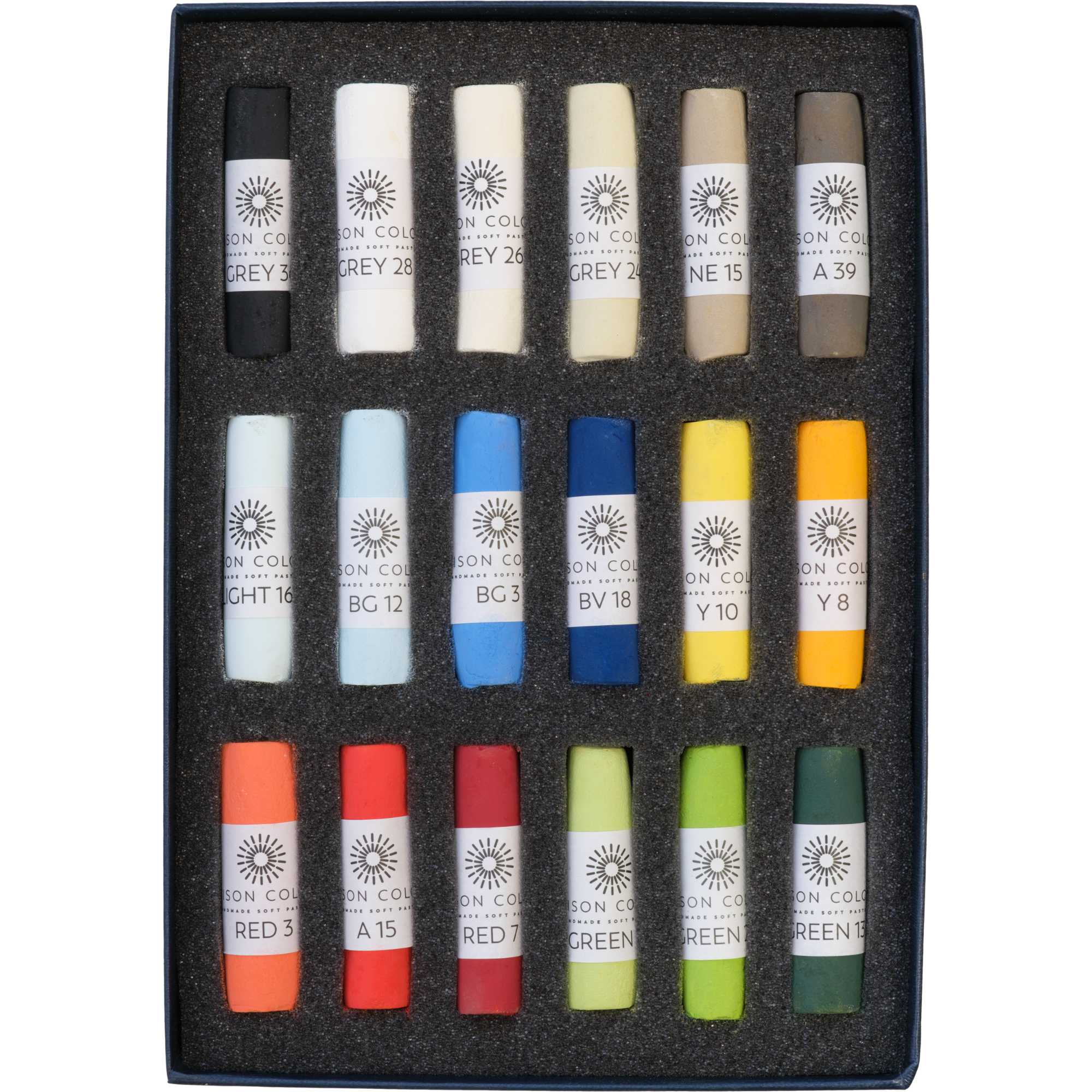 Open box of Lucy Pittaway 18 soft pastel set.