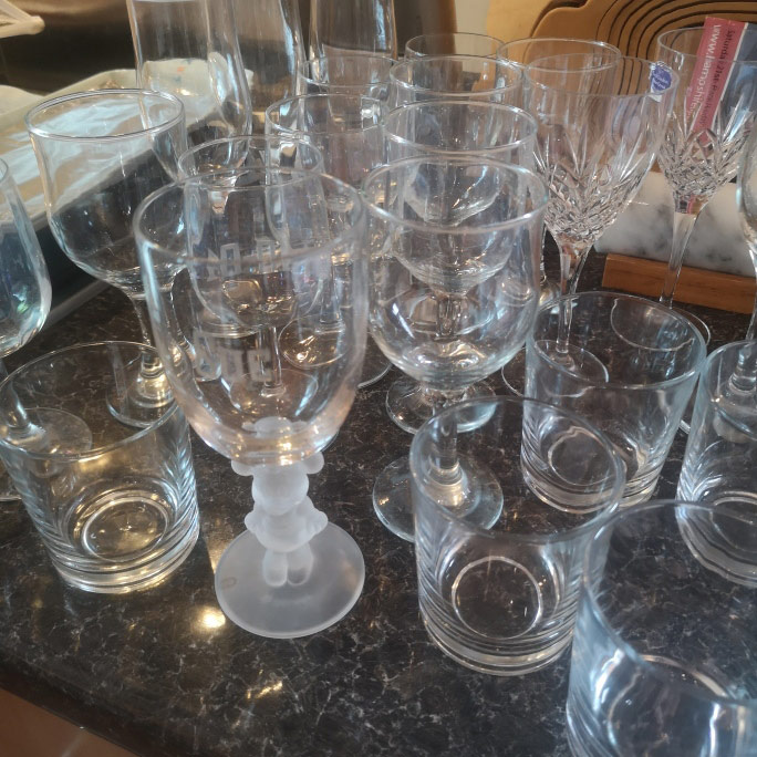 Selection of wine and drinking glasses.