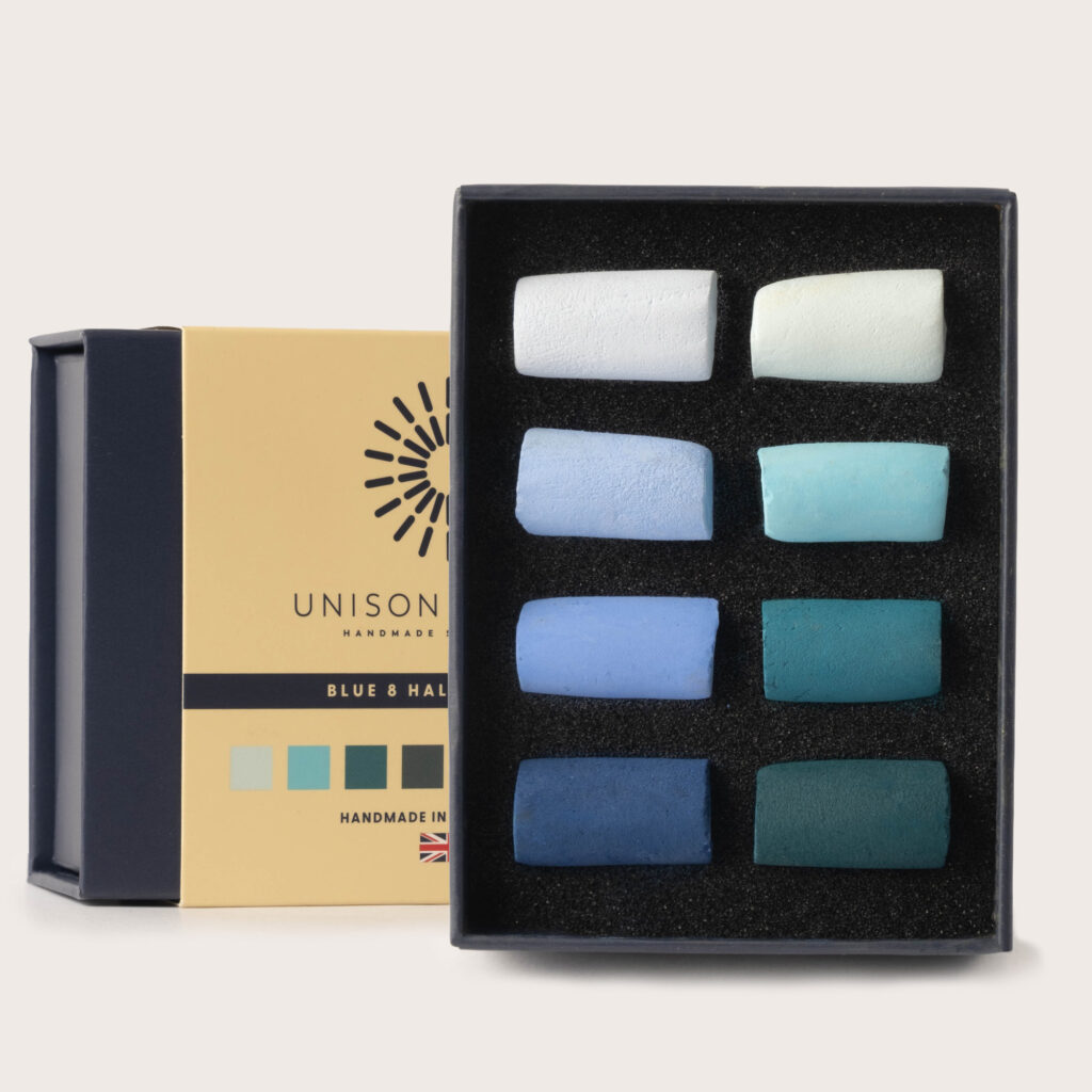 Blue 8 half stick soft pastel set 1