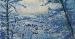 Watercolour black chinagraph pencil and soft pastels by peter wood feat