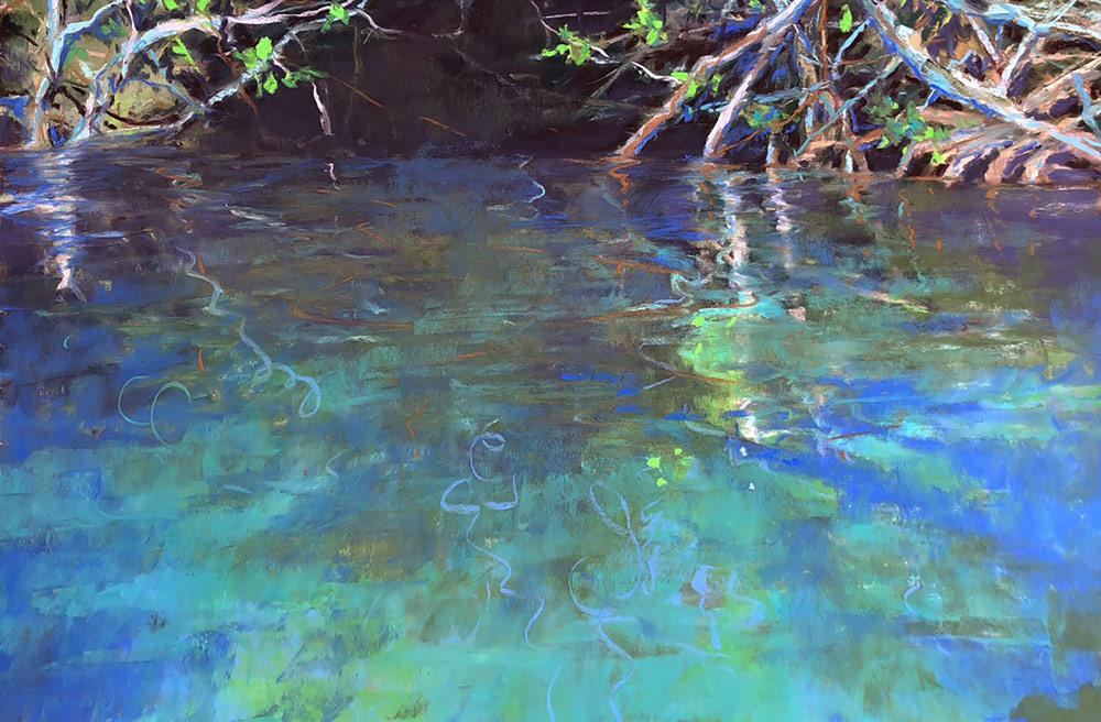 Into The Mangroves pastel painting by Julie Skoda.