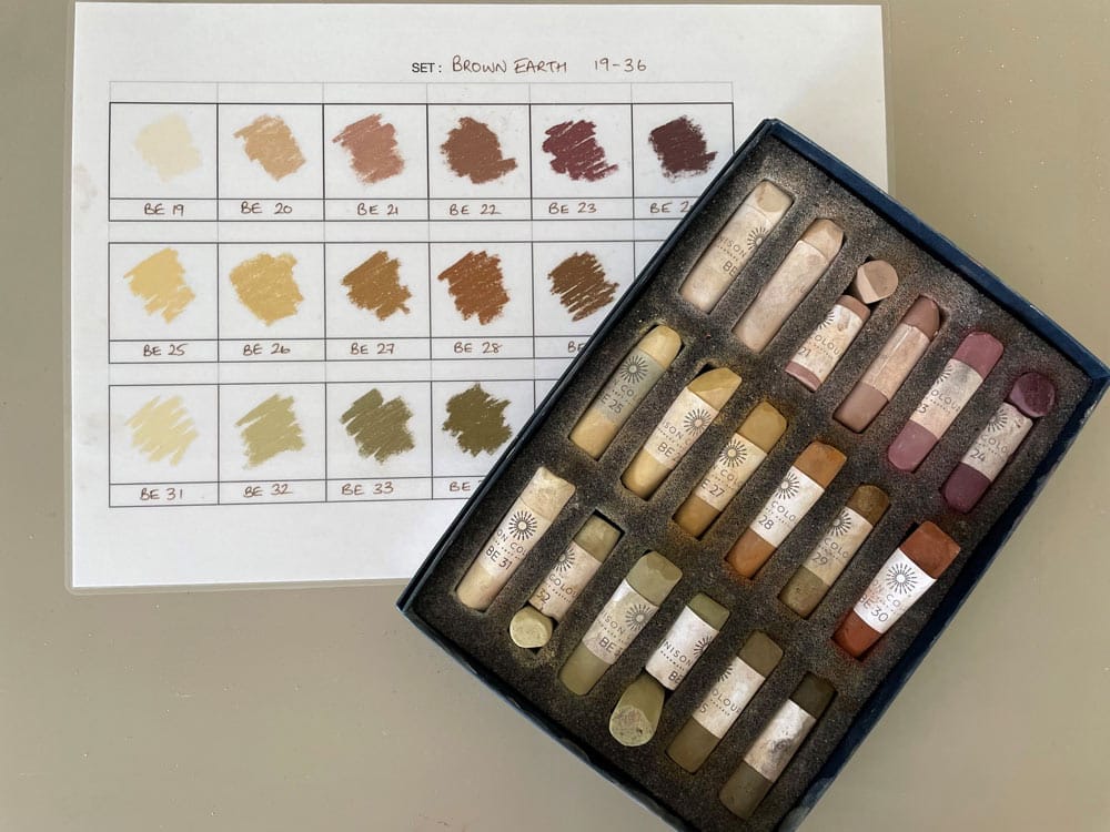 The Brown Earth 19-36 coloured pastel range.