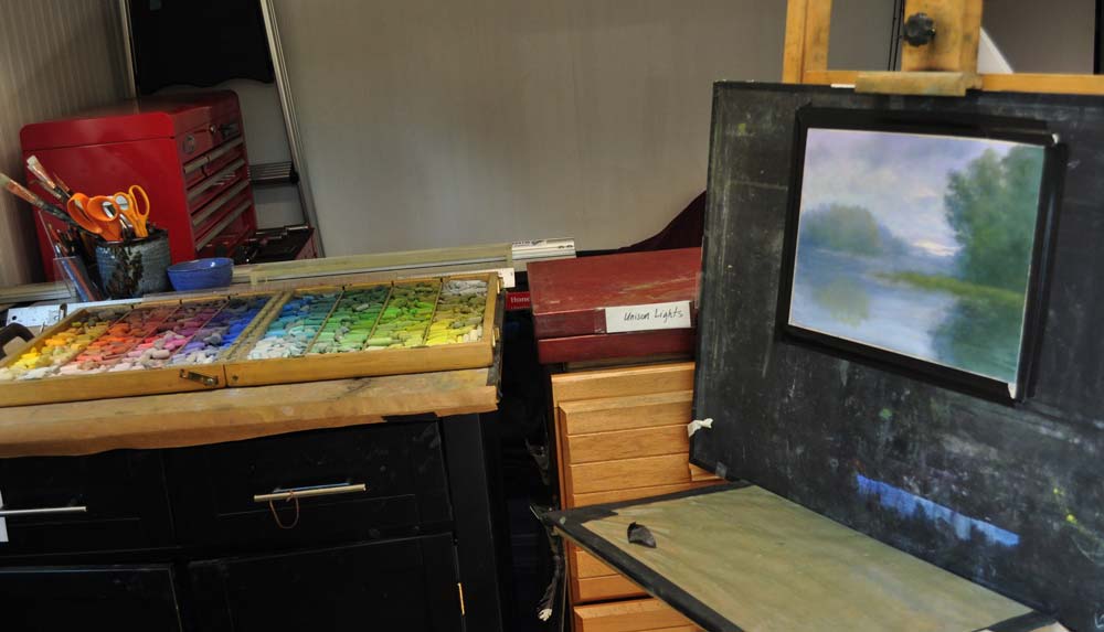 Inside Susan's shed studio.