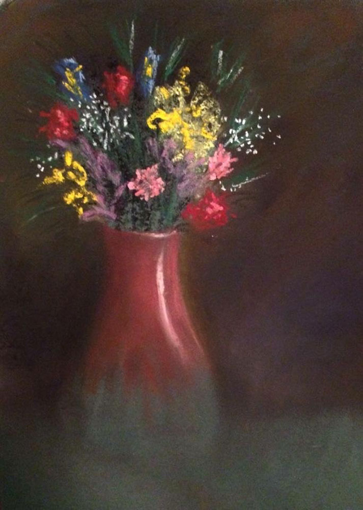 “Fading Bouquet” soft pastel painting by Stephen Fuller.