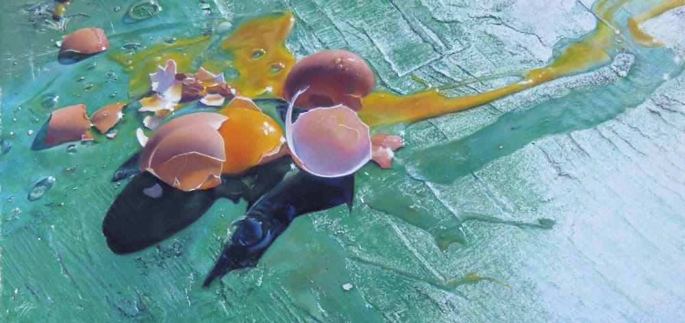 Battery Eggs pastel painting by Julie Freeman.