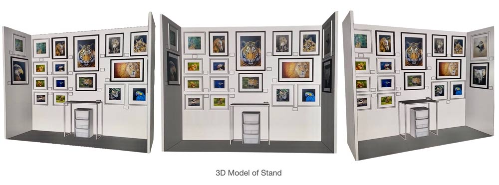 3D render of the display stand at Tricia&#039;s art fair.