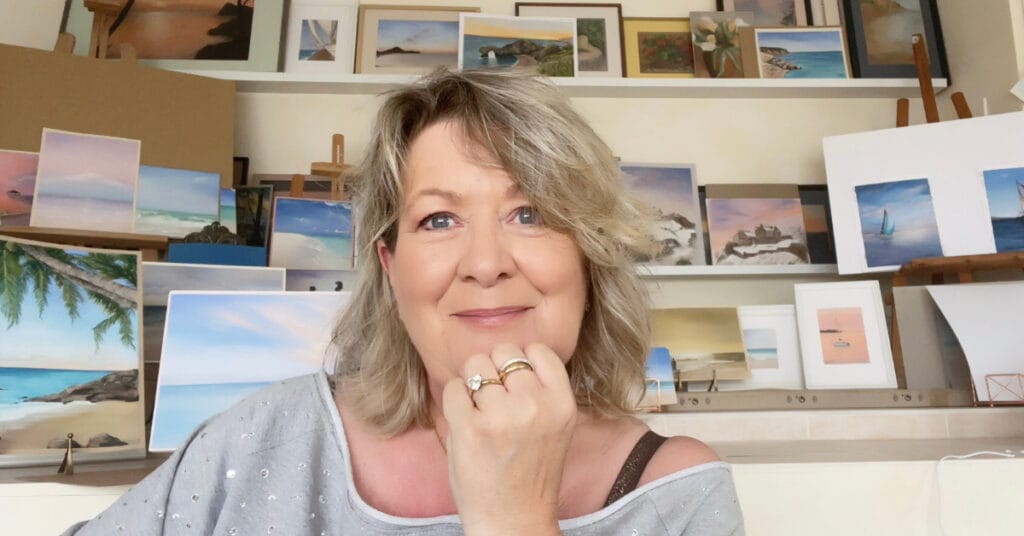 Artist, Lucy Brangwin, in her studio.