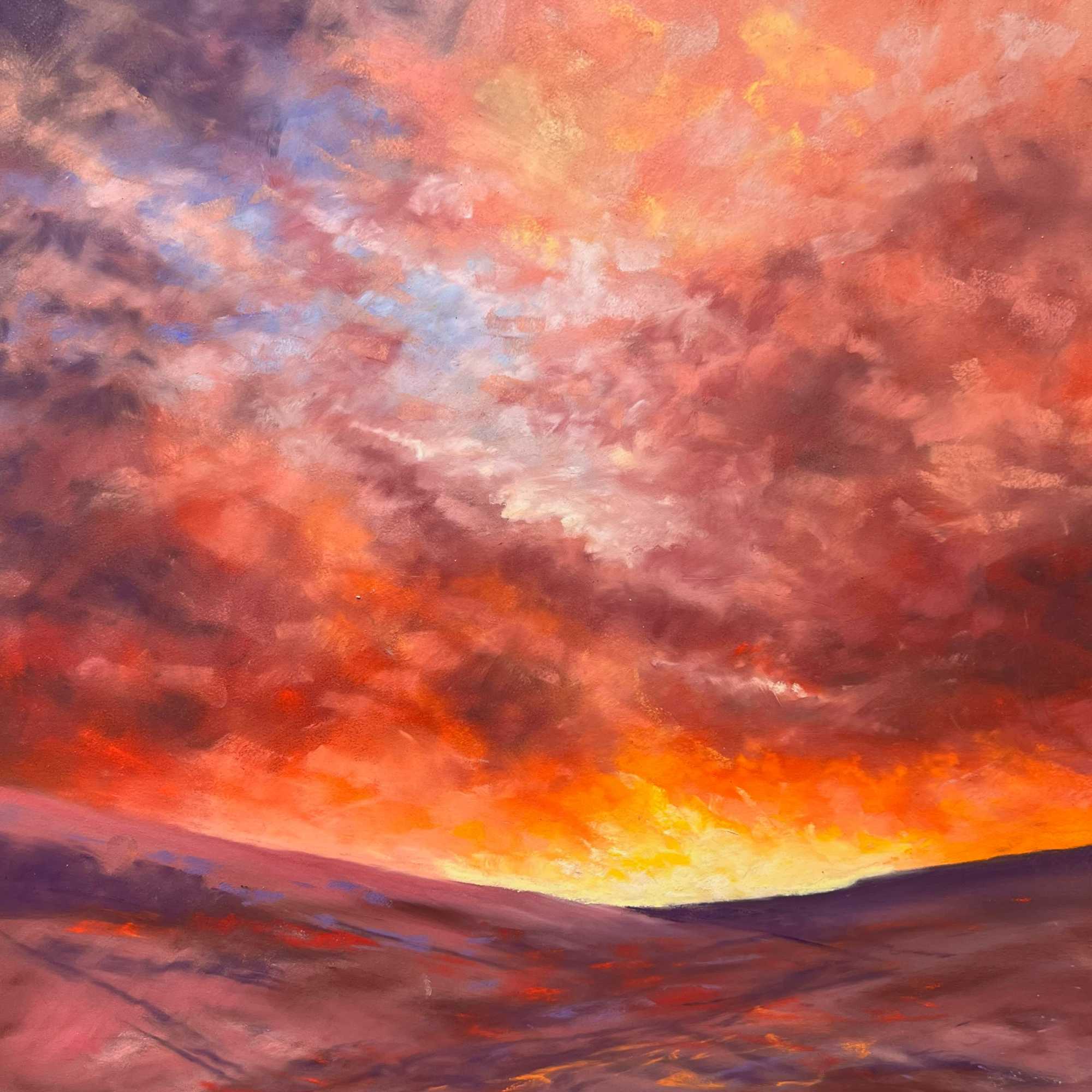 Fiery Red Skyscape Artwork by Sandra Orme