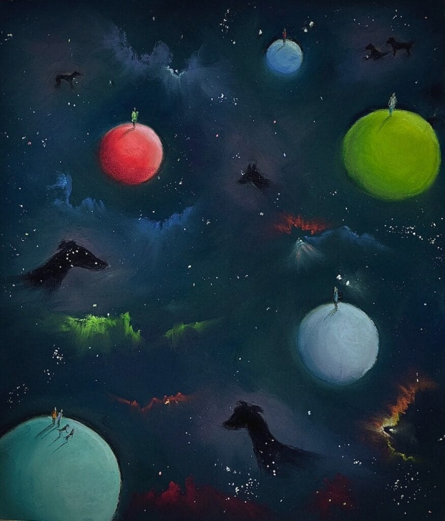 Family, soft pastel painting by Stephen Fuller.
