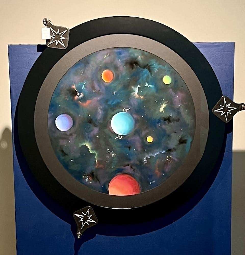 Stepehn Fuller's cicular, rotating artwork on display at The Sill, Northumberland.