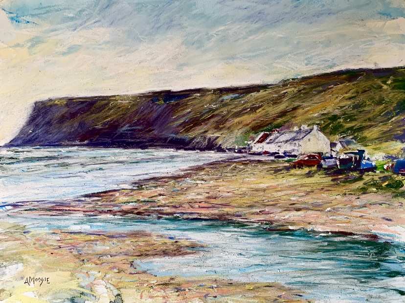 Soft pastel painting of the Yorkshire coastline.