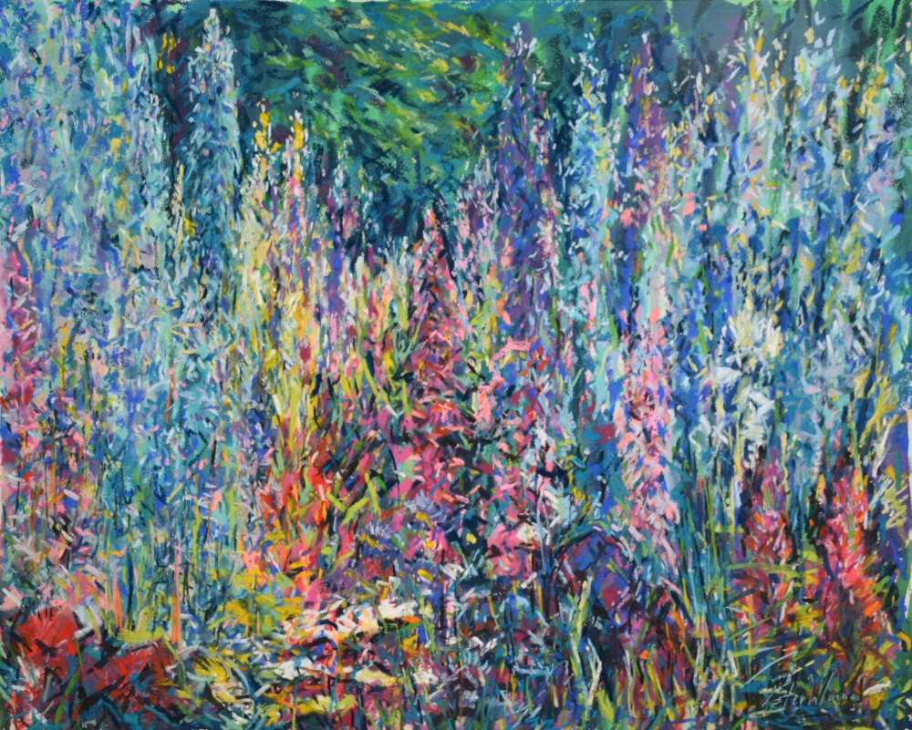 English Garden artwork in Soft Pastel, by Peter Wood.