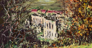 Rievaulx terrace yorkshire abbey view in pastel by andrew moodie feat