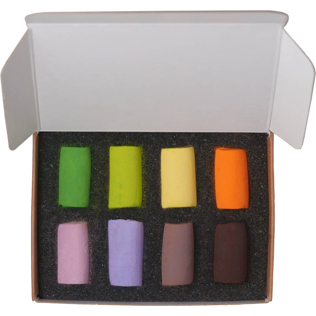 Open box of Spring 8 Half Stick soft pastel set.