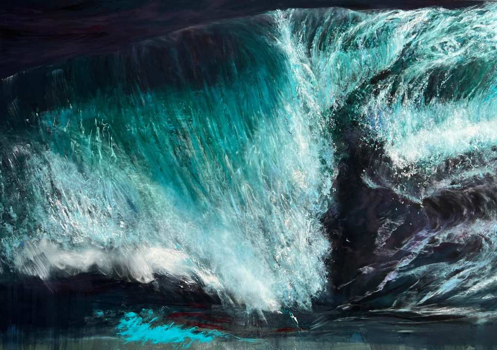 Elena Degenhardt's soft pastel painting of crashing waves.