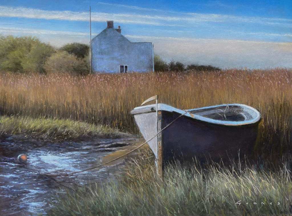 Amongst The Whispering Reeds soft pastel painting by Gareth Jones