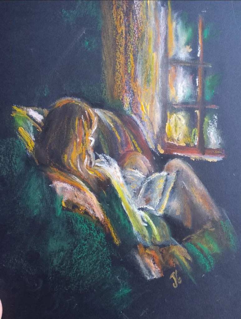 Portrait soft pastel painting by Jenny Sucu Color