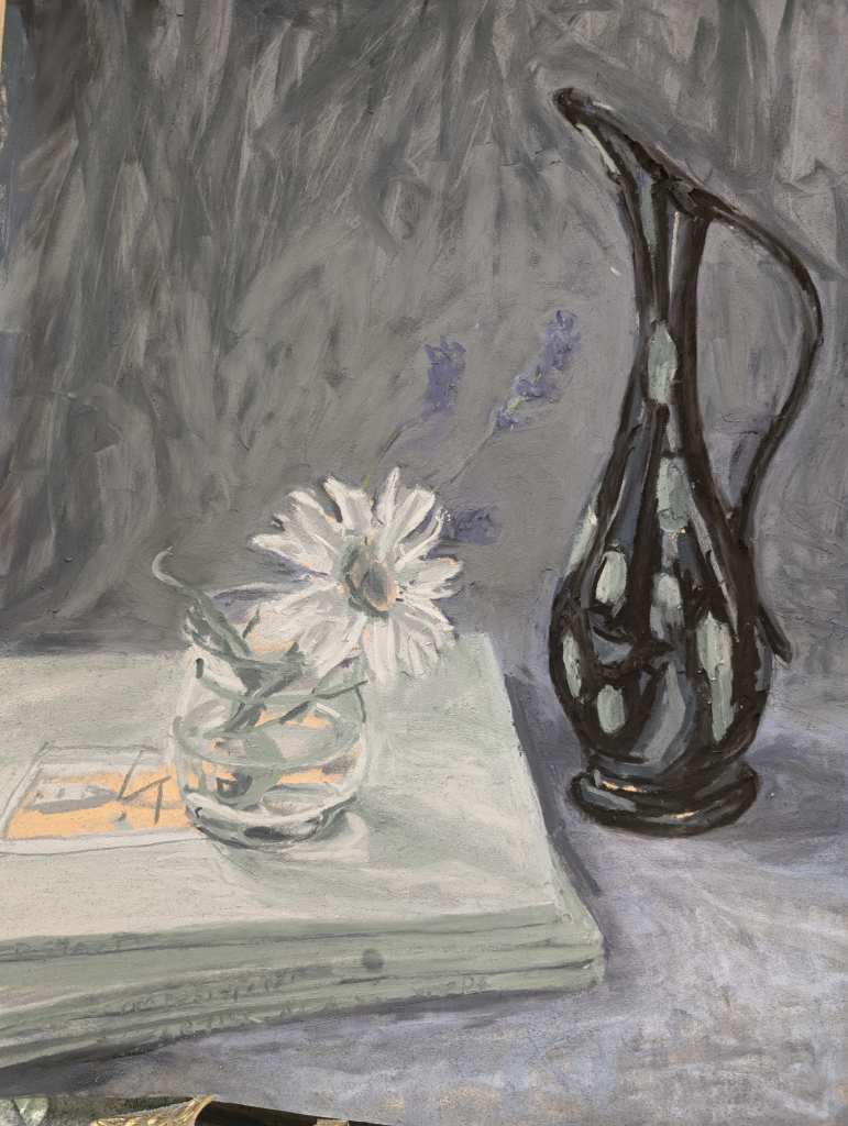 Rhonda's still life of a flower and water jug, using just the Grey 1-18 set.