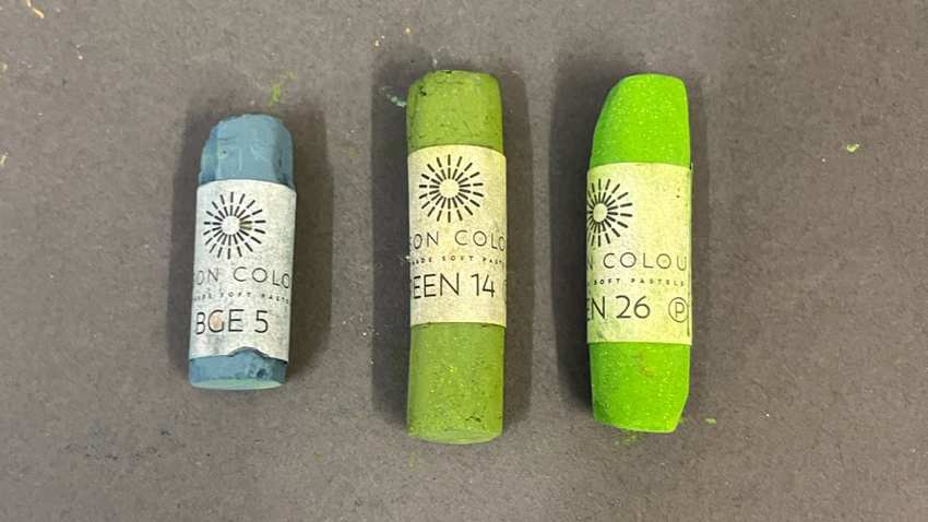 3 cold to warm green pastels.