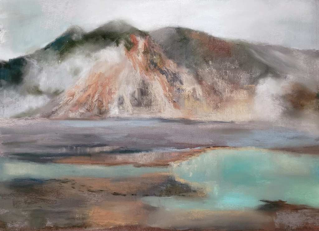 Landscape soft pastel painting.