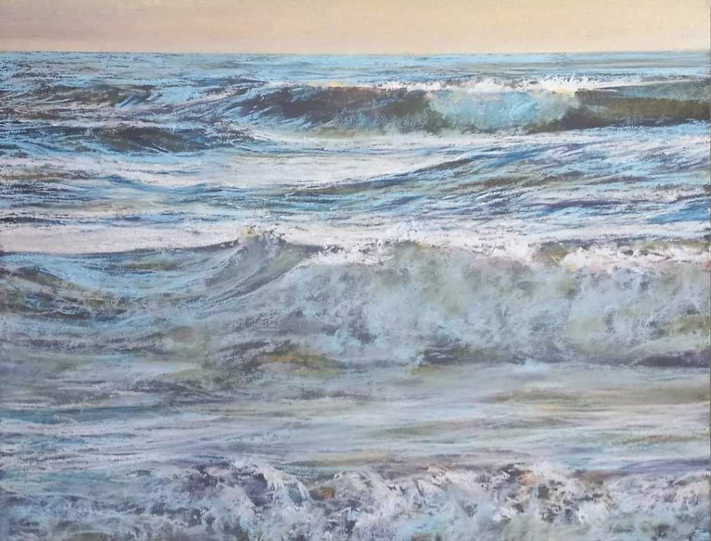 Soft pastel seascape painting.