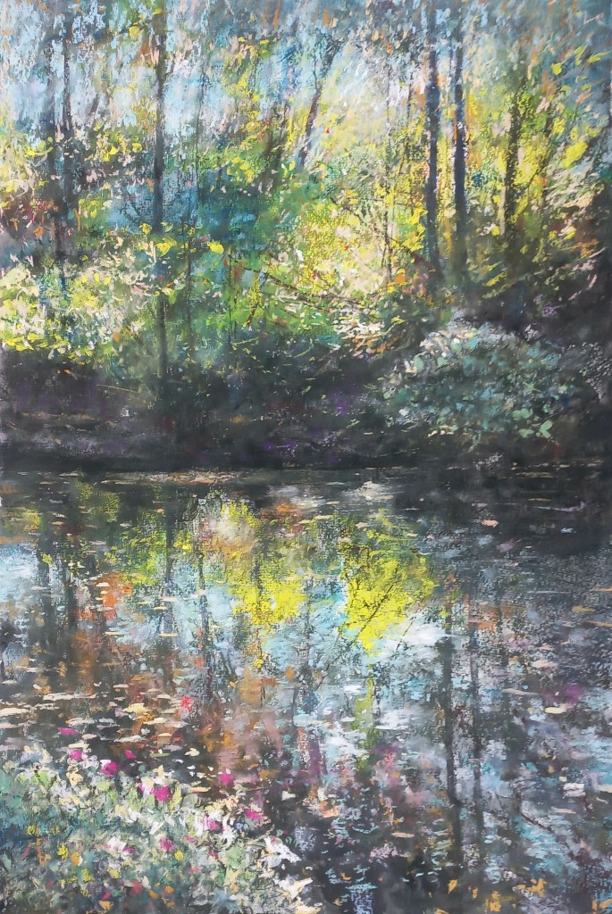 Woodland pastel painting.