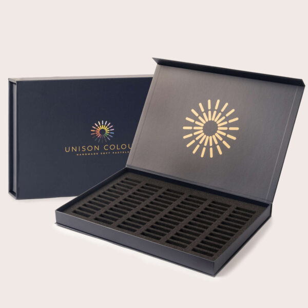 Opened empty soft pastel box for 72 small sticks.